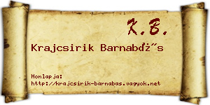 Krajcsirik Barnabás névjegykártya